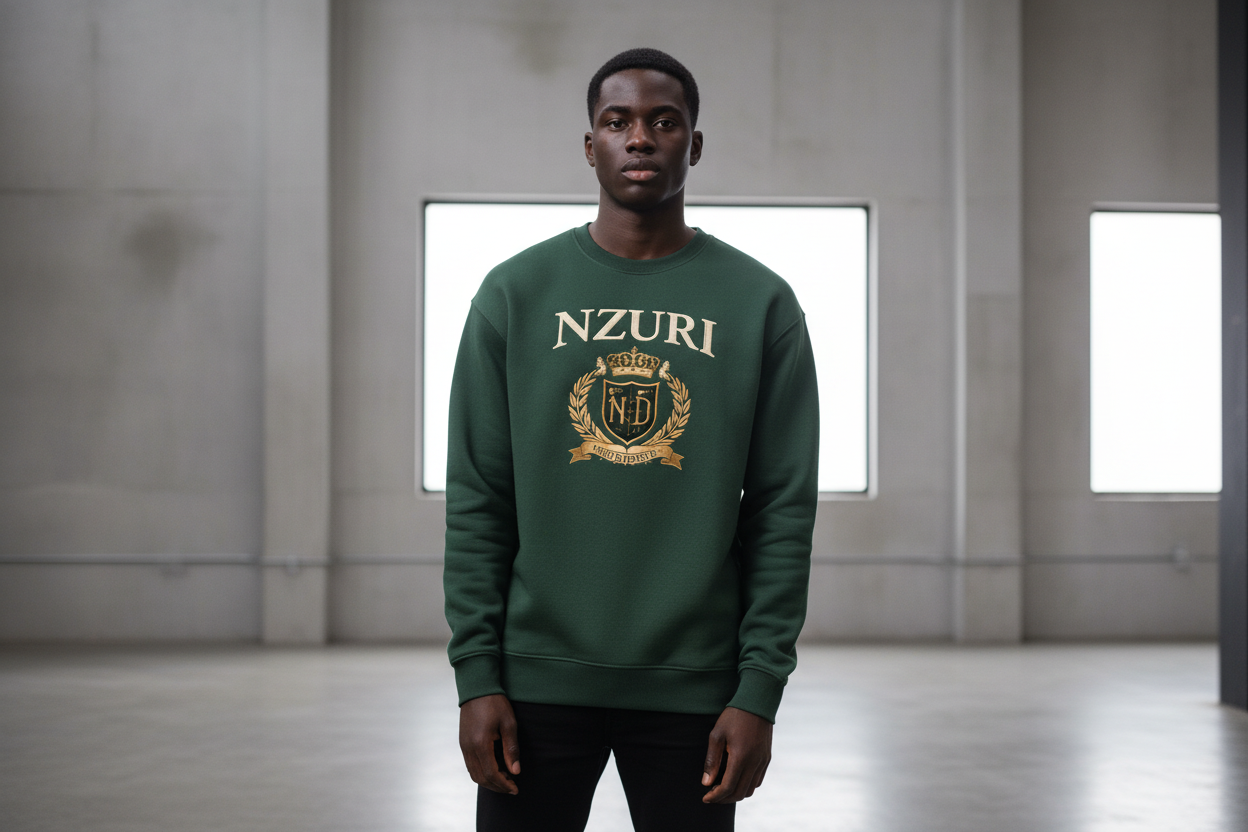 Green Sweatshirt Model Shot